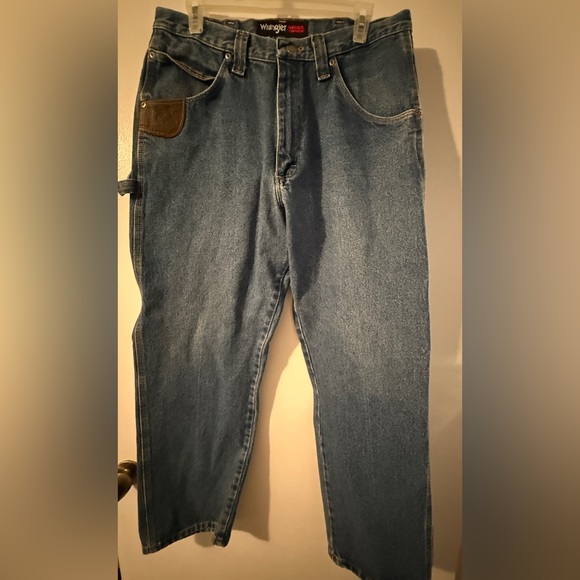 Wrangler Riggs workwear Men's Relaxed Fit Denim Jeans with Brown Accent - Picture 7 of 12